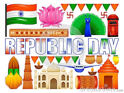 Happy Republic Day of India patriotic background Vector Illustration