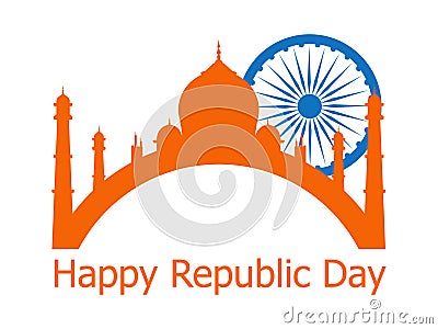 Happy Republic Day of India. 26 th January. Ashoka Chakra. Vector Vector Illustration