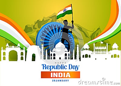 happy republic day India.26th January background. abstract vector illustration design Vector Illustration