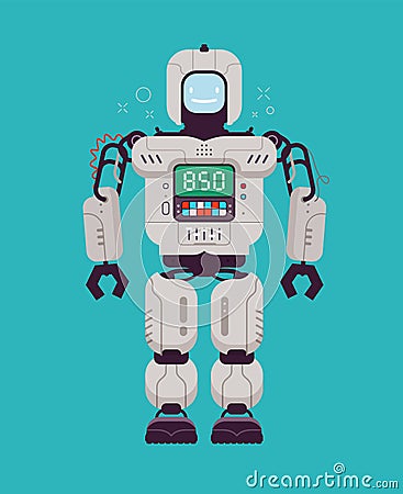 Happy Robot. Technology cartoon funny vector illustration Vector Illustration