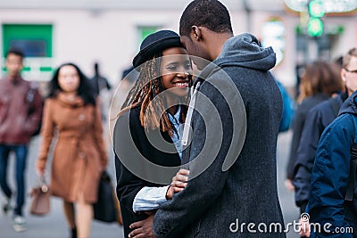 Happy romantic couple. Joyful African American Stock Photo