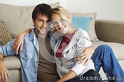 Happy And Romantic Young Couple Stock Photo