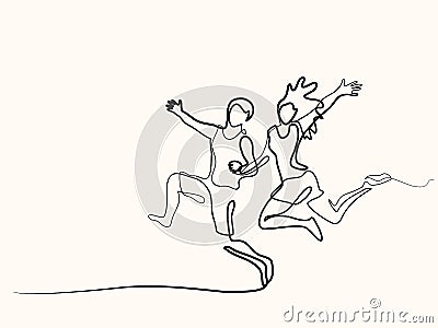 Happy running couple Vector Illustration