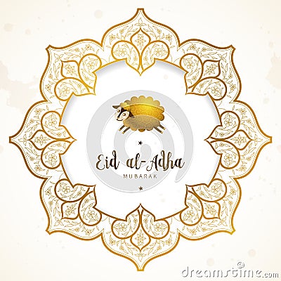 Happy sacrifice celebration Eid al-Adha card. Vector Illustration