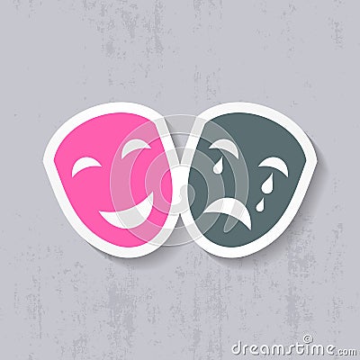 Happy and sad theatrical masks Vector Illustration