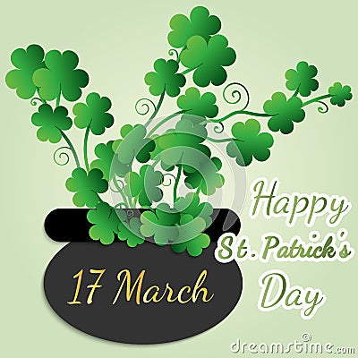 Happy saint patrick`s day, great design for any purposes. Decoration element. Invitation background. Vector banner. clover bouque Stock Photo