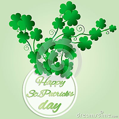 Happy saint patrick`s day, great design for any purposes. Decoration element. Invitation background. Vector banner. clover bouque Stock Photo