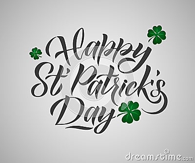 Happy Saint Patrick`s Day logotype. Hand lettering Irish vector design. Beer festival lettering typography icon. Saint Patricks Vector Illustration