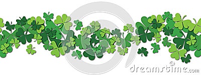 Happy Saint Patrick s day vector horizontal seamless pattern background with shamrock. Vector Illustration