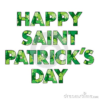 Happy Saint Patricks day shamrock pattern typography Vector Illustration