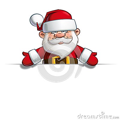 Happy Santa - Empty Label Open Hands Vector Illustration