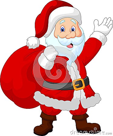 Happy Santa witch sack Vector Illustration