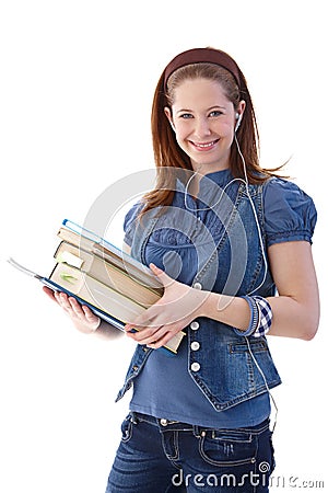 Happy schoolgirl with books Stock Photo