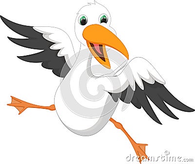 Happy seagull cartoon Vector Illustration