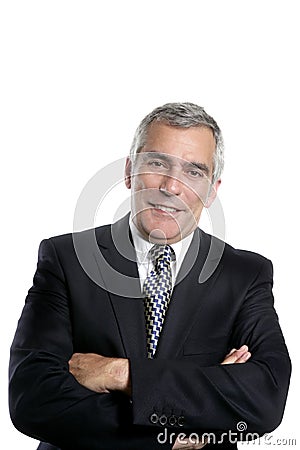 Happy senior businessman smiling gray hair Stock Photo