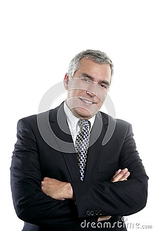 Happy senior businessman smiling gray hair Stock Photo