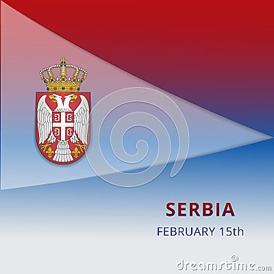 Happy Serbia independence day celebration poster. Emblem of Serbia. 15th of February. Serbian double eagle.Vector Vector Illustration