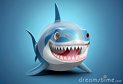 Happy Shark with widely opened mouth Stock Photo