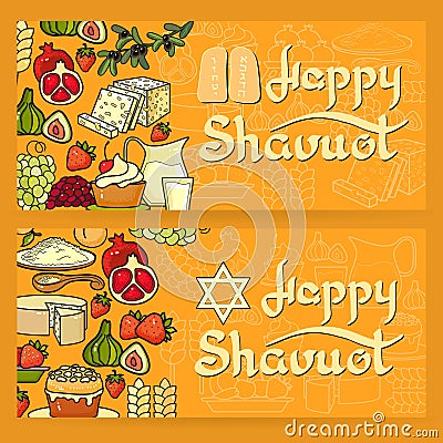 Happy Shavuot card. Vector Illustration