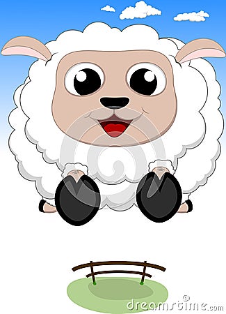 Happy Sheep Jumping Vector Illustration