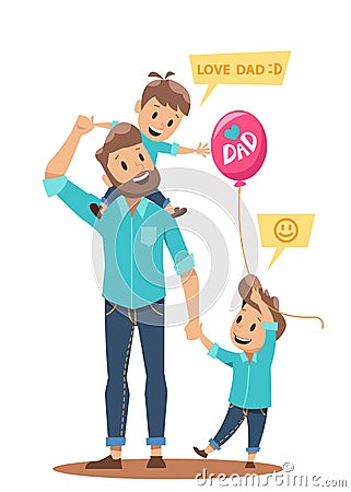 Happy single father character design Vector Illustration