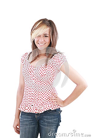 Happy smile from pretty teenager school girl Stock Photo