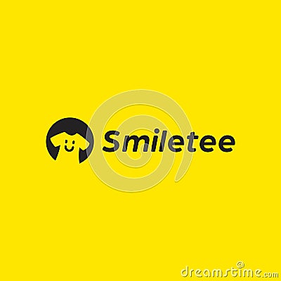 Happy smile tee tshirt clothing company logo icon with simple smiling symbol Vector Illustration