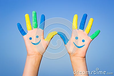 Happy smiley hands Stock Photo