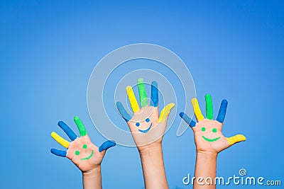 Happy smiley hands Stock Photo