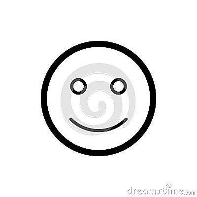 Happy smiley vector icon. Black and white smile illustration. Outline linear emotion icon. Vector Illustration