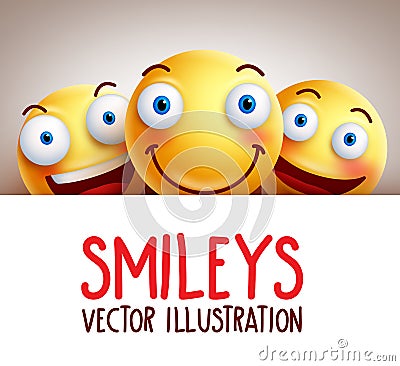 Happy smileys funny vector background with different smile Vector Illustration