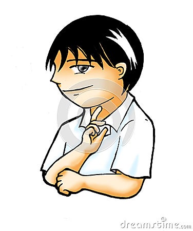 Smart boy smiling with a cool face Cartoon Illustration