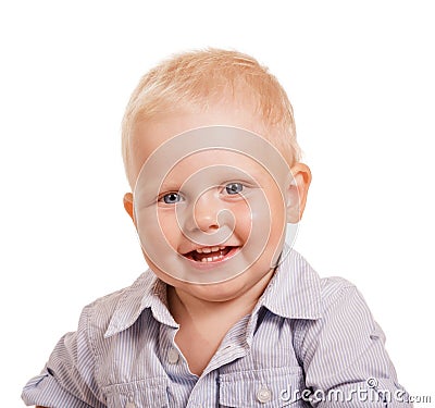 Happy smiling boy. Portrait isolated on white Stock Photo