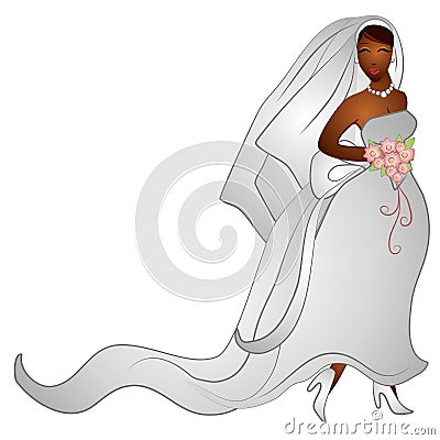 Happy Smiling Bride Clip Art Cartoon Illustration