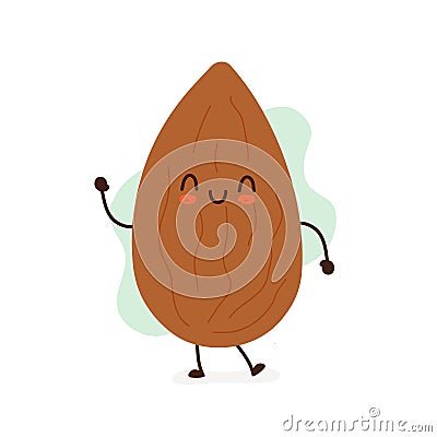 Happy smiling funny cute almond Vector Illustration