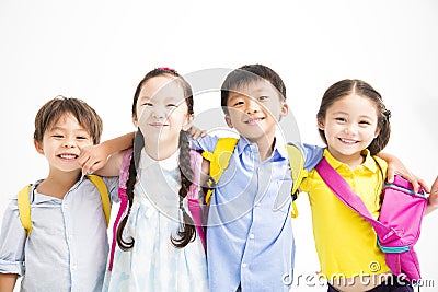 happy smiling kids standing together Stock Photo
