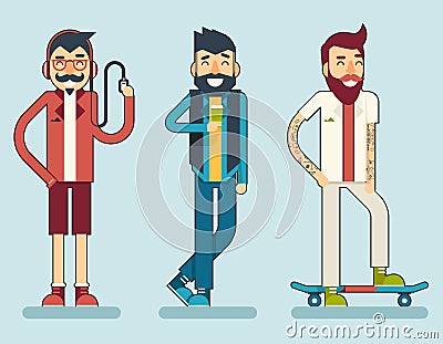 Happy Smiling Man Geek Hipster Character Icon Vector Illustration