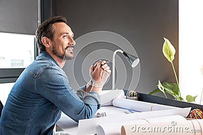 Happy smiling manager working in office Stock Photo