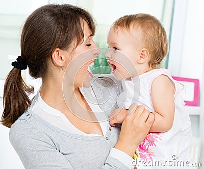 Happy Smiling Mother and Baby Stock Photo