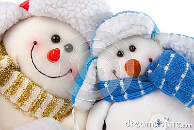 Happy smiling snowman couple Stock Photo