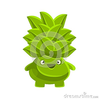 Happy smiling succulent emoji. Cartoon emotions character vector Illustration Vector Illustration