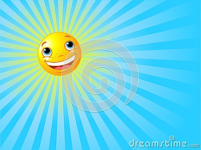 Happy Smiling Sun Summer Background Vector Illustration