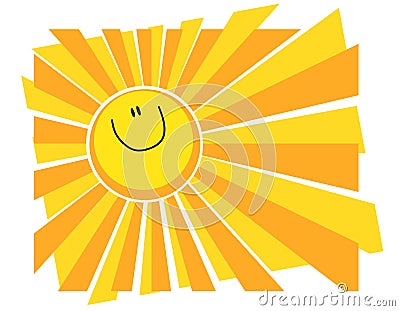 Happy Smiling Sun Summer Background Cartoon Illustration