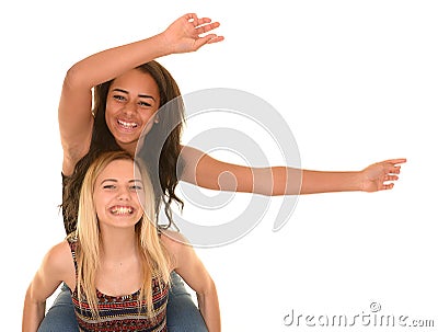 Happy, smiling teenage girls Stock Photo