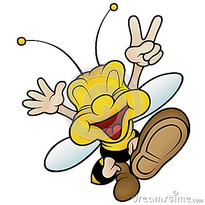 Happy Smiling Wasp Vector Illustration