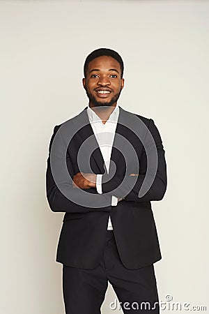 Handsome young black man portrait at studio background. Stock Photo