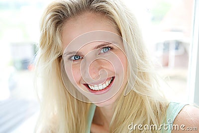 Happy smiling young blond woman Stock Photo