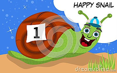 Happy snail runner Vector Illustration