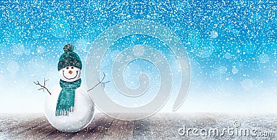 Happy Snowman Christmas background Stock Photo