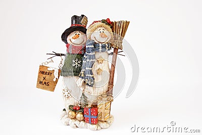 Happy snowman couple Stock Photo